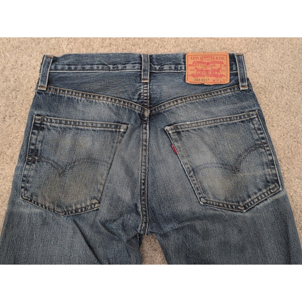 Levi's 505-0217 Big E Selvedge Talon 42 Zipper Jeans Men's Size 30x32 Distressed - Picture 15 of 16